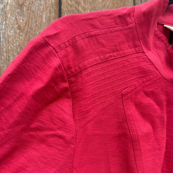 Chico's Women’s Red Lightweight Full Zip Fitted Blazer Jacket Size 1 Medium - Picture 4 of 11